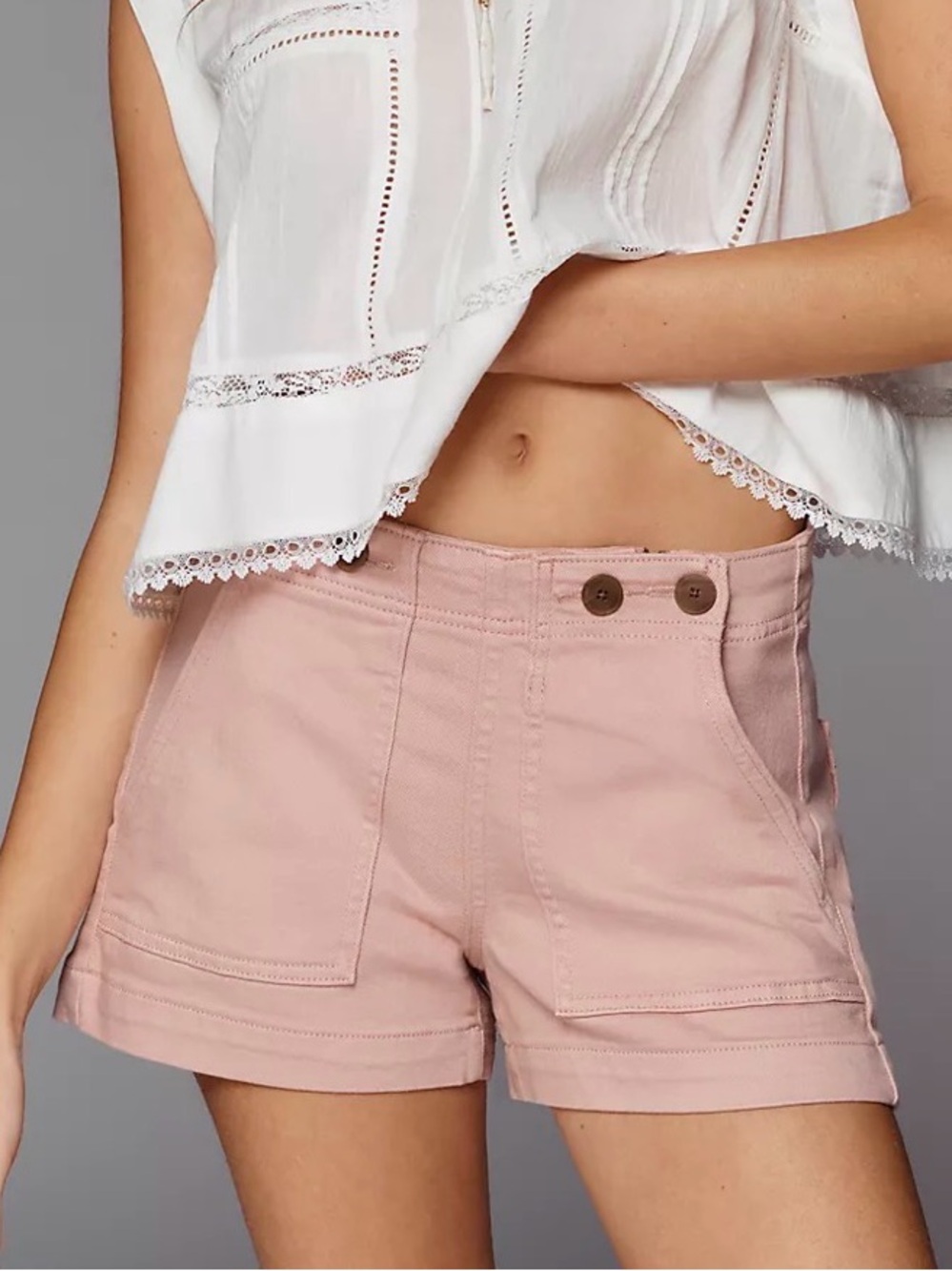 Anthropologie Pilcro The Kit High-Rise Utility Shorts Rose Pink NWT Size 26